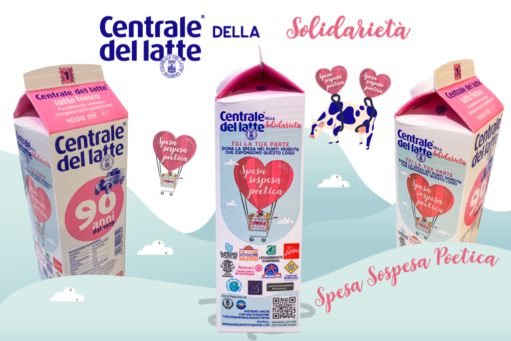 Pacchi di Latte con cartone Rosa dedicati al progetto Centrale della Solidarietà